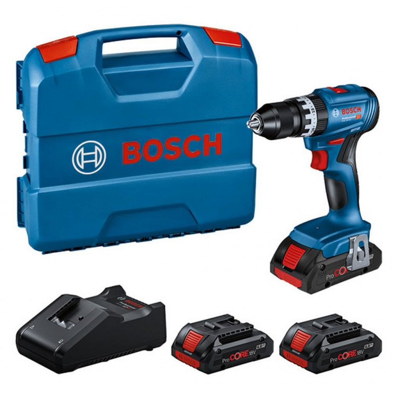 Bosch Professional GSB 18V-45 0615A5002U Professional Impact Driver Set, 850 W, 21/45 Nm, 500–1900 rpm, 4 Ah, 3 batteries, Carrying Case, Blue