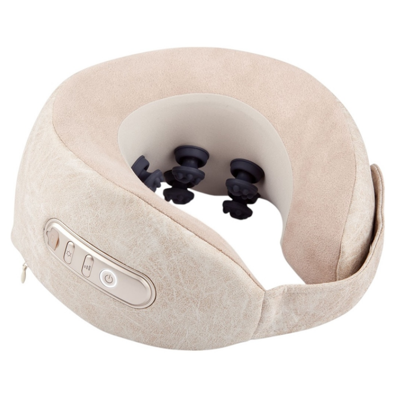 Medivon Calm Neck Massager, 3D massage, 38–42°C, 2 modes, Memory foam, Washable cover, Voice reminders, Beige