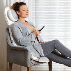 Medivon Luna Massage Chair, 48W, Shiatsu, Vibration Massage, 5 Modes, Timer, Infrared Heating, Remote Control, White/Gray