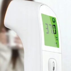 Termometru digital de frunte Medivon Timi Smart Verona, Infrarosu, Pentru copii, Masurare pentru 1 sec., Memorie, Indicatie color, LCD, Sunet, Laser, Alb