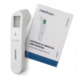 Medivon Timi Smart Verona Non-Contact Thermometer, Infrared, For Children, 1-Second Measurement, Memory, Color Indicator, LCD, Sound, Laser, White