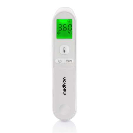 Medivon Timi Smart Verona Non-Contact Thermometer, Infrared, For Children, 1-Second Measurement, Memory, Color Indicator, LCD, Sound, Laser, White