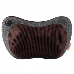 Medivon Travel Massage Pillow, Shiatsu, 2 speeds, 8 massage heads, Heat function, Relaxes skin and muscles, 2 directions, Gray/Brown