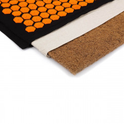 Medivon Chronos Acupressure Mat, 23 x 48 cm, Hypoallergenic, Improves blood circulation and sleep, Relieves muscle tension, +Carry Bag, Black/Orange