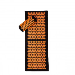 Medivon Chronos Acupressure Mat, 23 x 48 cm, Hypoallergenic, Improves blood circulation and sleep, Relieves muscle tension, +Carry Bag, Black/Orange