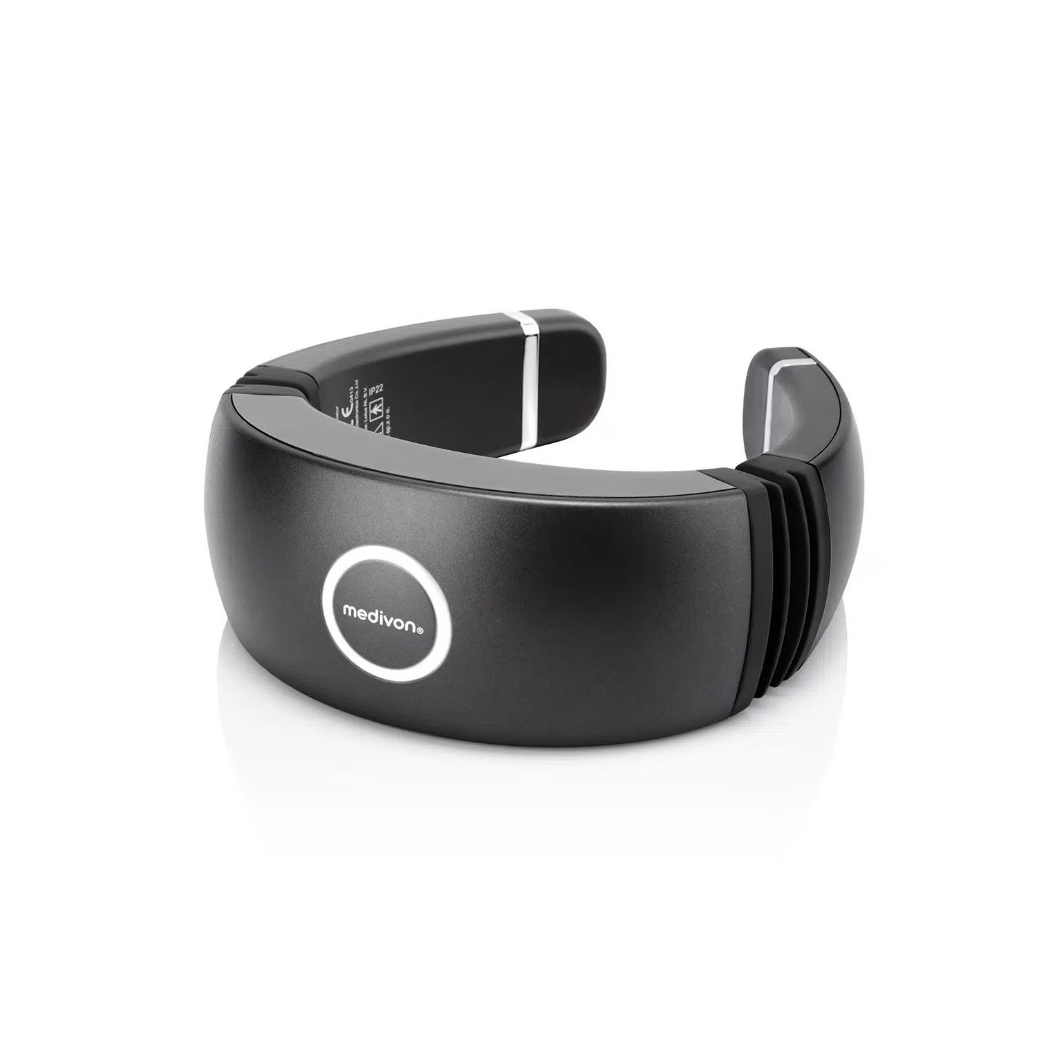 Aparat masaj pentru gat Medivon Smart EMS, Stimulare electromusculara, Reglabil 3D, 4 moduri, Telecomanda, Incalzire, Timer, Negru