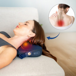 Medivon Polaris masszázs párna, 2 üzemmód, 2 fej, Melegítés, Kétirányú shiatsu masszázs, USB-C, Sötétkék