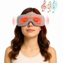 Medivon Horizon VISION Eye Massager, Warm Compress, Vibration, Relieves Fatigue and Tension, Bluetooth, Relaxing Sounds, Gray