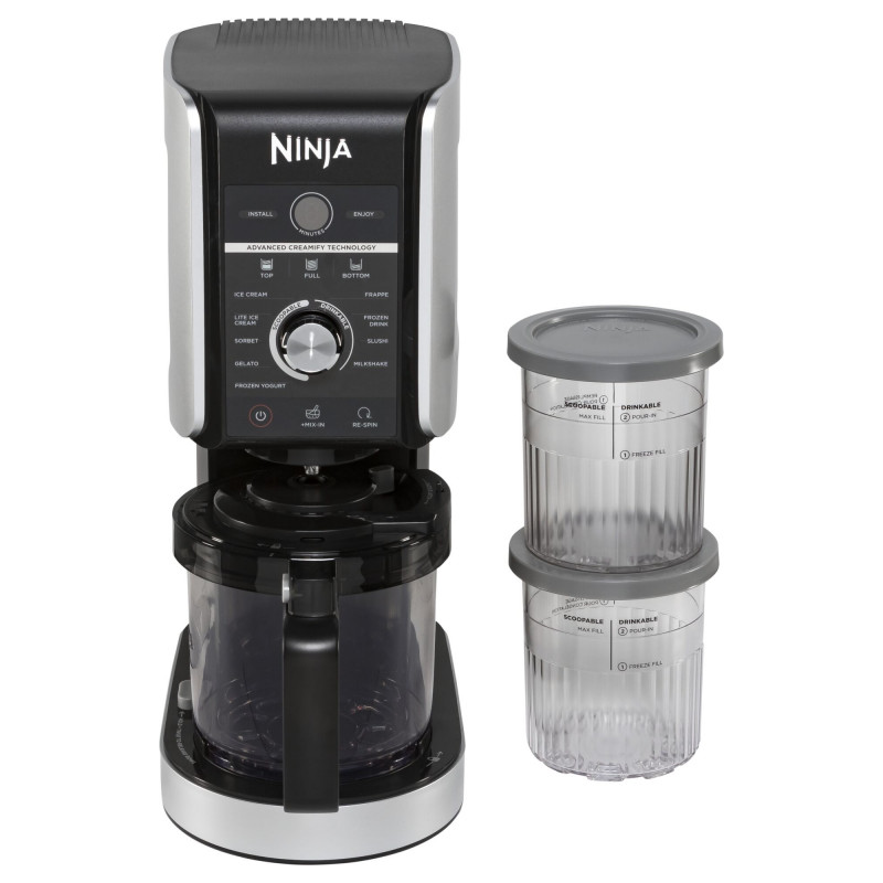Παγωτομηχανή Ninja Creami Deluxe NC502EU, 800W, 10 προγράμματα, 2 δοχεία 709 ml, CREAMify, Μαύρο