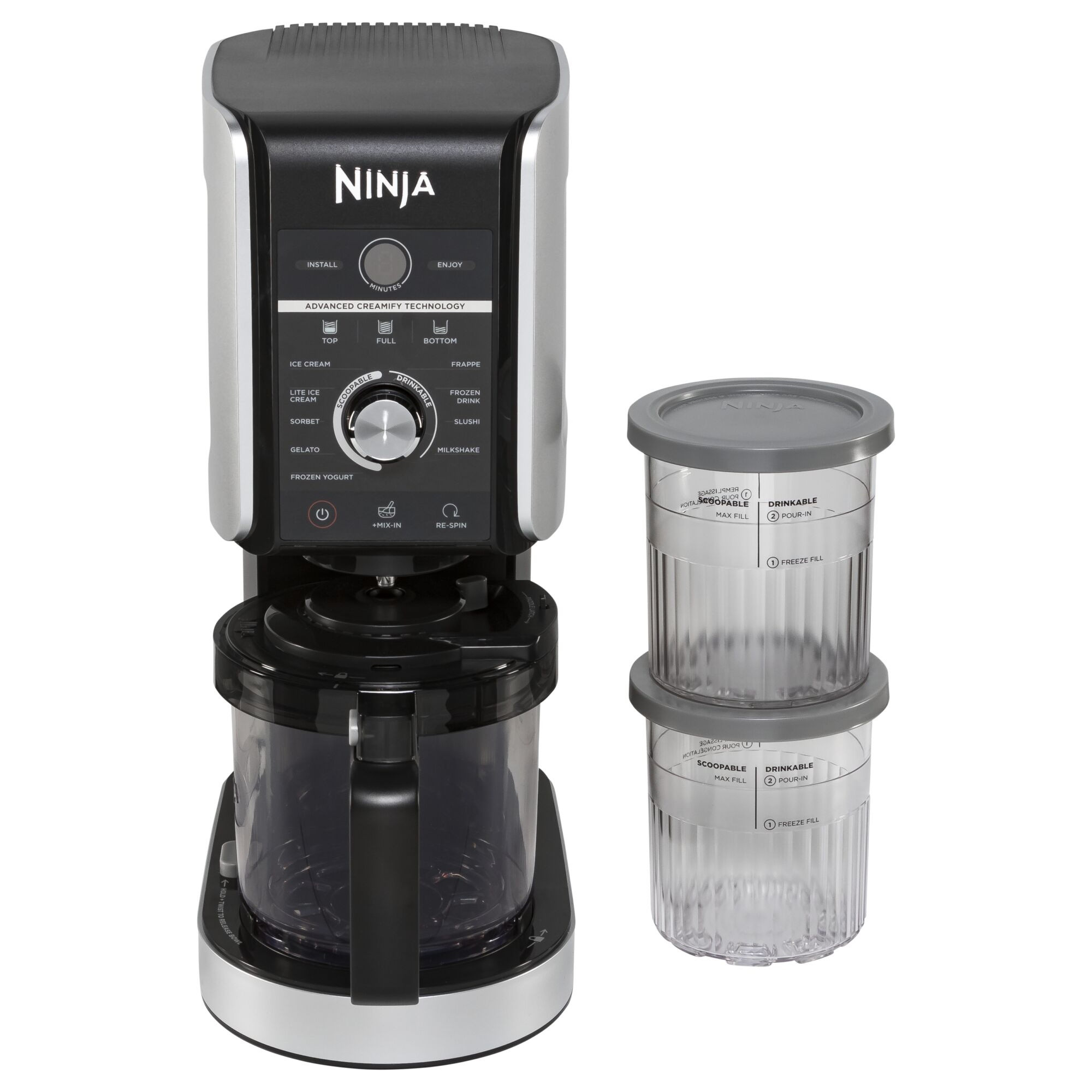 Masina de inghetata Ninja Creami Deluxe NC502EU, 800W, 10 programe, 2 recipiente 709 ml, CREAMify, Negru