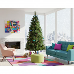 Everlands Norwich Pine Artificial Christmas Tree with Pinecones, 150 cm, 446 Branches, Metal Stand, Green