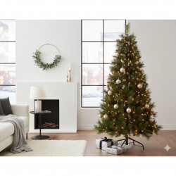 Everlands Norwich Pine Artificial Christmas Tree with Pinecones, 150 cm, 446 Branches, Metal Stand, Green