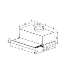 Hota incorporabila Crown CT6040IX, 65W, 353 m³/h, 2 trepte, Telescopic, Iluminare LED, Inox