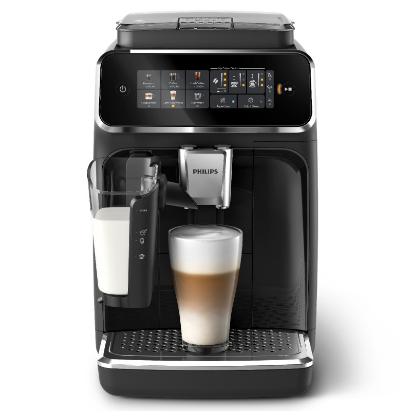 Philips EP3341/50 3300 LatteGo Coffee Machine, 1500W, 15 bar, 1.8 L, 6 drinks, 12-level ceramic grinder, AquaClean, SilentBrew, AromaExtract, Black