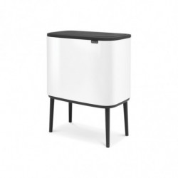 Cos de gunoi Brabantia Bo Touch 651118, 3x11 l, Deschidere lina si silentioasa, Deschidere mare, Alb/Gri inchis