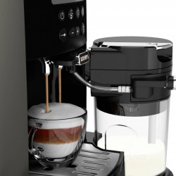 Кафеавтомат Krups Arabica Latte EA819E10, 1450W, 15 bar, 1.7 l, LCD, 5 програми, 3 функции, 3 настройки за темп. и аромат, Milk Comfort / One Touch Cappuccino, Черен