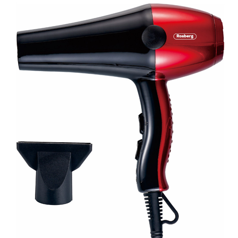 Rosberg R51100S Hair Dryer, 2000W, 3 heat settings, 2 speed settings, DC motor, Black/Red