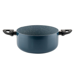 Fazék Luigi Ferrero Prima FR-2444, 24x11 cm, 4,5 l, Márvány hatású tapadásmentes bevonat, Üvegfedél gőznyílással, Indukciós, Sötétkék színű.