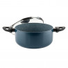 Fazék Luigi Ferrero Prima FR-2444, 24x11 cm, 4,5 l, Márvány hatású tapadásmentes bevonat, Üvegfedél gőznyílással, Indukciós, Sötétkék színű.