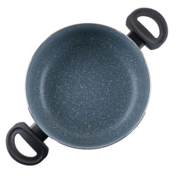 Fazék Luigi Ferrero Prima FR-2444, 24x11 cm, 4,5 l, Márvány hatású tapadásmentes bevonat, Üvegfedél gőznyílással, Indukciós, Sötétkék színű.