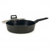 Tigaie adâncă Luigi Ferrero Rosso FR-2870, 28x7 cm, 3.6 l, Acoperire neaderentă, Cuvă turnată, Capac din sticlă, Inducție, Negru