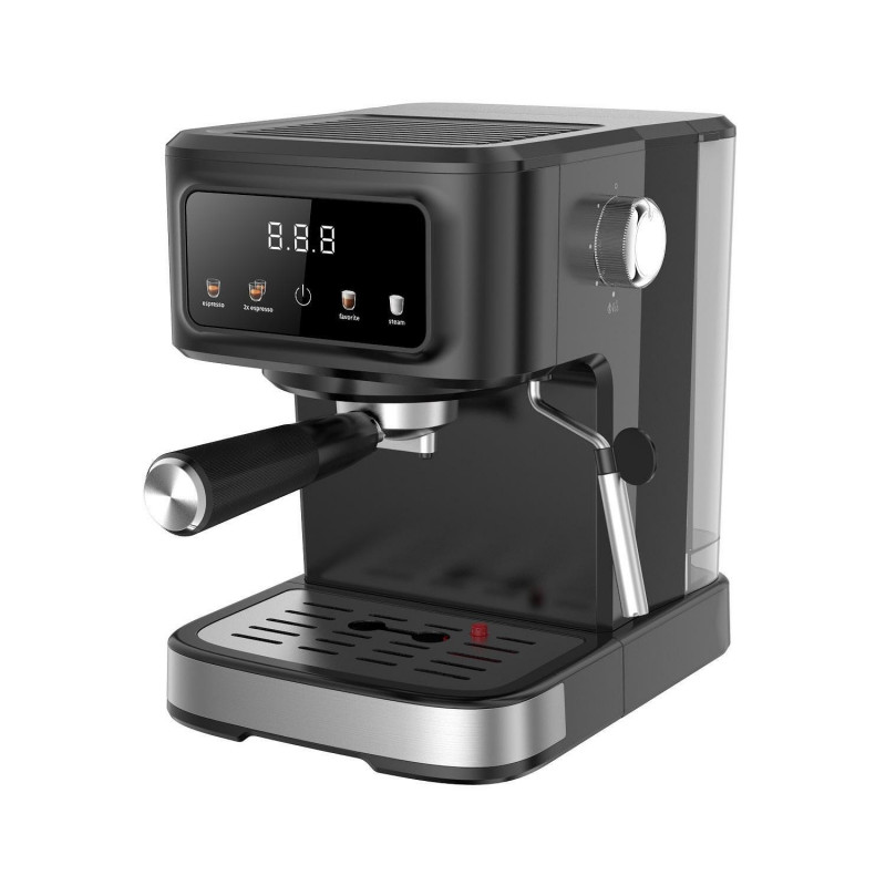Crown CEM-1527 Espresso Machine for Ground Coffee and Capsules, 1000W, 20 bar, 1.5 L, Touch Controls, Thermoblock, Adjustable Base, Black