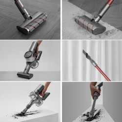 Aspirator vertical Dreame V11 VVN6, 450W, 150AW, 25000Pa, 125000 rpm, 0.5 l, 3 moduri, 90 min, OLED, HEPA, Indicatori, Gri/Rosu