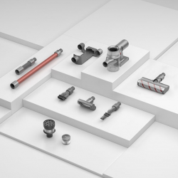 Вертикална прахосмукачка Dreame V11 VVN6, 450W, 25000Pa, 0.5 л, 3 режима, 90 мин, HD дисплей, Сив/червен