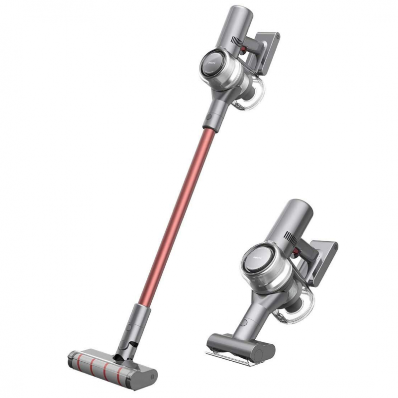 Вертикална прахосмукачка Dreame V11 VVN6, 450W, 25000Pa, 0.5 л, 3 режима, 90 мин, HD дисплей, Сив/червен