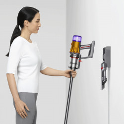 Вертикална прахосмукачка Dyson V12 Slim Detect Absolute 448884-01, 150AW, 340 мл, Автономия 60 мин, 3 режима, Дисплей с данни в реално време, Сензор за прах, Осветление, Никел/сив