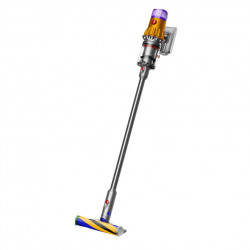 Aspirator vertical Dyson V12 Slim Detect Absolute 448884-01, 150AW, 340 ml, 60 min autonomie, 3 moduri, Afișare date în timp real, Senzor de praf, Iluminat, Nichel/galben