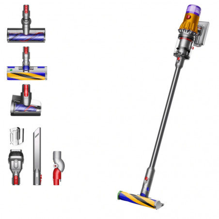 Вертикална прахосмукачка Dyson V12 Slim Detect Absolute 448884-01, 150AW, 340 мл, Автономия 60 мин, 3 режима, Дисплей с данни в реално време, Сензор за прах, Осветление, Никел/сив