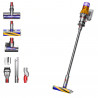 Aspirator vertical Dyson V12 Slim Detect Absolute 448884-01, 150AW, 340 ml, 60 min autonomie, 3 moduri, Afișare date în timp real, Senzor de praf, Iluminat, Nichel/galben