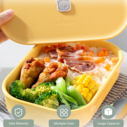 Cutie ceramica pentru alimente Buydeem Bento CT3008, 1 l, 230°C, Compatibila cu cuptorul si cuptorul cu microunde, Galben