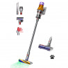 Вертикална прахосмукачка Dyson V12 Slim Detect Absolute 448884-01, 150AW, 340 мл, Автономия 60 мин, 3 режима, Дисплей с данни в реално време, Сензор за прах, Осветление, Никел/жълт