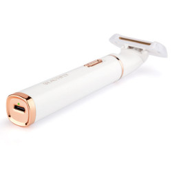 Φορητή αποτριχωτική μηχανή Beautifly My Blade Silky, 4 επίχρυσες κεφαλές, Υγρό/στεγνό, Ευαίσθητο δέρμα, Πολυλειτουργικό, Λευκό/Χρυσό