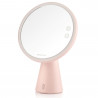 Oglinda cosmetica iluminata Smart Moon LED, Marire 10x, Lumina calda / neutra / rece, Luminozitate reglabila, Difuzor Bluetooth, Roz