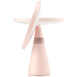 Oglinda cosmetica iluminata Smart Moon LED, Marire 10x, Lumina calda / neutra / rece, Luminozitate reglabila, Difuzor Bluetooth, Roz