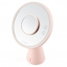 Smart Moon LED Cosmetic Lighted Mirror, 10x Magnification, Warm/Neutral/Cool Light, Adjustable Brightness, Bluetooth Speaker, Pink