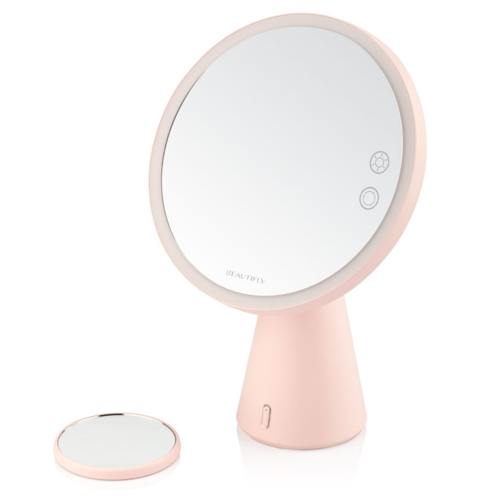 Светещо козметично огледало Smart Moon LED Cosmetic, 10x увеличение, Топла/неутрална/студена светлина, Регулируема яркост, Bluetooth високоговорител ...