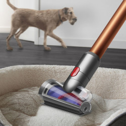 Aspirator vertical Dyson Cyclone V10 Absolute 448883-01, 150AW, 125.000 rpm, 0,77 l, 60 min, 3 moduri, 2 Tier Cyclone™, HEPA, silențios, golire igienică, fără încurcături, nichel/portocaliu