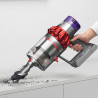 Вертикална прахосмукачка Dyson Cyclone V10 Absolute 244393-01, 150AW, 125000 об/мин, 0.77l, 60 мин, 3 режима, 2 Tier Cyclone™, HEPA, Тиха, Хигиенично изпразване, Без заплитане, Никел/червен
