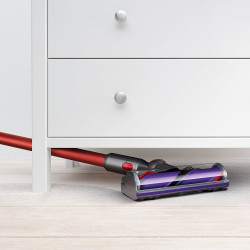 Вертикална прахосмукачка Dyson Cyclone V10 Absolute 244393-01, 150AW, 125000 об/мин, 0.77l, 60 мин, 3 режима, 2 Tier Cyclone™, HEPA, Тиха, Хигиенично изпразване, Без заплитане, Никел/червен