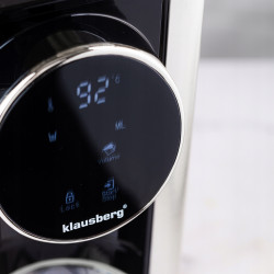 Dozator de apa calda Klausberg KB 7880, 2600W, 2.7l, 40-100°C, 7 temperaturi, Afisaj LED tactil, Protectie copii, Setari de memorie, Inox/Negru