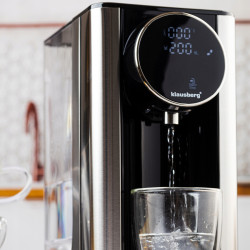 Διανομέας ζεστού νερού Klausberg KB 7880, 2600W, 2.7l, 40-100°C, 7 θερμοκρασίες, οθόνη LED αφής, προστασία παιδιών, ρυθμίσεις μνήμης, Inox/μαύρο