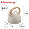 Ceainic cu fluier Klausberg KB 7913, 2.5 L, Maner cu efect de lemn, Inductie, Bej