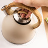 Klausberg KB 7913 Whistling Kettle, 2.5 L, Wood-Effect Handle, Induction, Beige