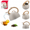 Klausberg KB 7913 Whistling Kettle, 2.5 L, Wood-Effect Handle, Induction, Beige