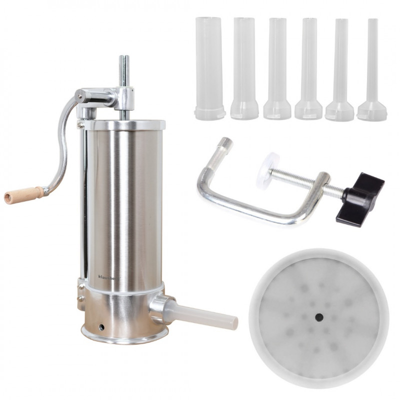 Μηχανή πλήρωσης λουκάνικων Klausberg KB 7927, 5 Kg, χειροκίνητη, 14-35mm, 6 χωνιά, Inox