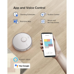 Robotporszívó Roborock S5 Max, 58W, Wi-Fi, 2000Pa, 460 ml, 200 m2, Autonómia akár 190 percig, Turbo, Hangutasítás, fehér